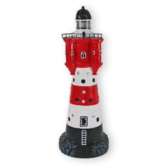 Solar Leuchtturm Roter Sand 50 cm Deko Leuchtturm mit Licht Maritime Deko Leuchtturm Solar