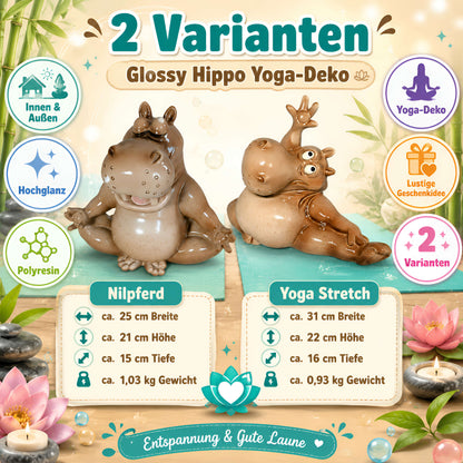 Yoga Nilpferd Dekofigur – glänzende Deko Figur in 2 Posen