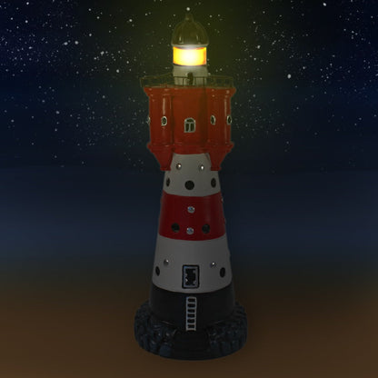 Solar Leuchtturm Roter Sand 50 cm Deko Leuchtturm mit Licht Maritime Deko Leuchtturm Solar
