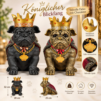 Bulldogge Dekofigur mit Krone – Urban Royals, schwarz oder gold