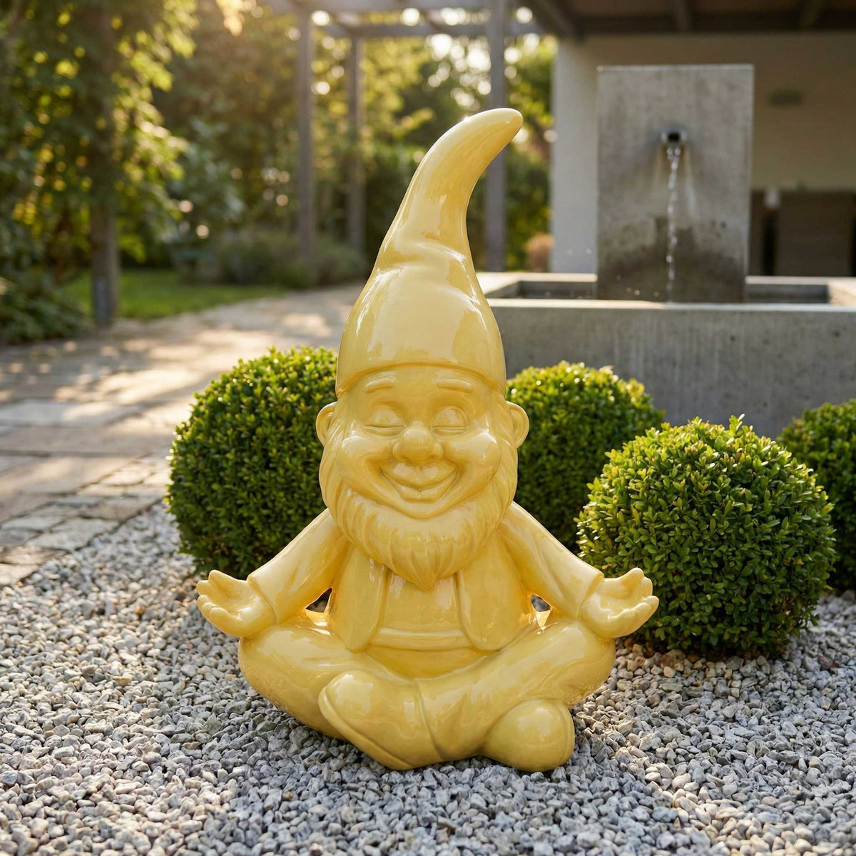 Yoga Gartenzwerg Dekofigur für den Garten – ZenPoser in Pastell, 2 Größen