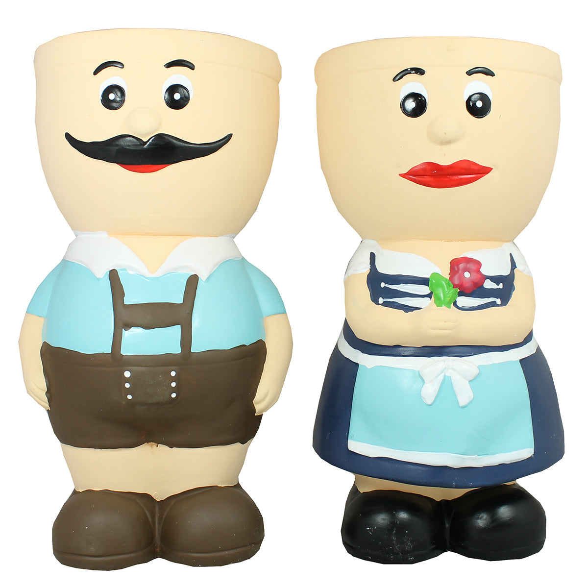 Resi & Sepp Keramik Dekofigur Set – bayerische Pflanztöpfe