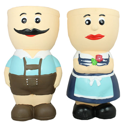 Resi & Sepp Keramik Dekofigur Set – bayerische Pflanztöpfe