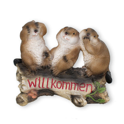 Willkommensschild 3 Biber Eingangsschild Willkommen Schild Haustür - Hochwertiges Accessoire