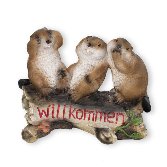 Willkommensschild 3 Biber Eingangsschild Willkommen Schild Haustür - Hochwertiges Accessoire