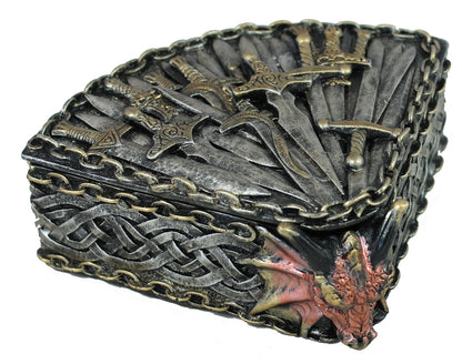 Schmuckschatulle Aufbewahrungsbox Drachendose Drachen Figur Schmuckkästchen - Hochwertiges Accessoire