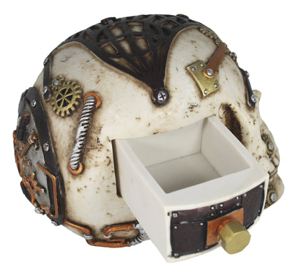 Steampunk Totenkopf Dekofigur mit Geheimfach – Gothic Schädel