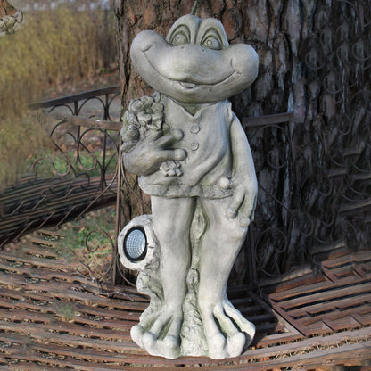 Solar Frosch Dekofigur für den Garten mit Lampe – leuchtende Gartendeko