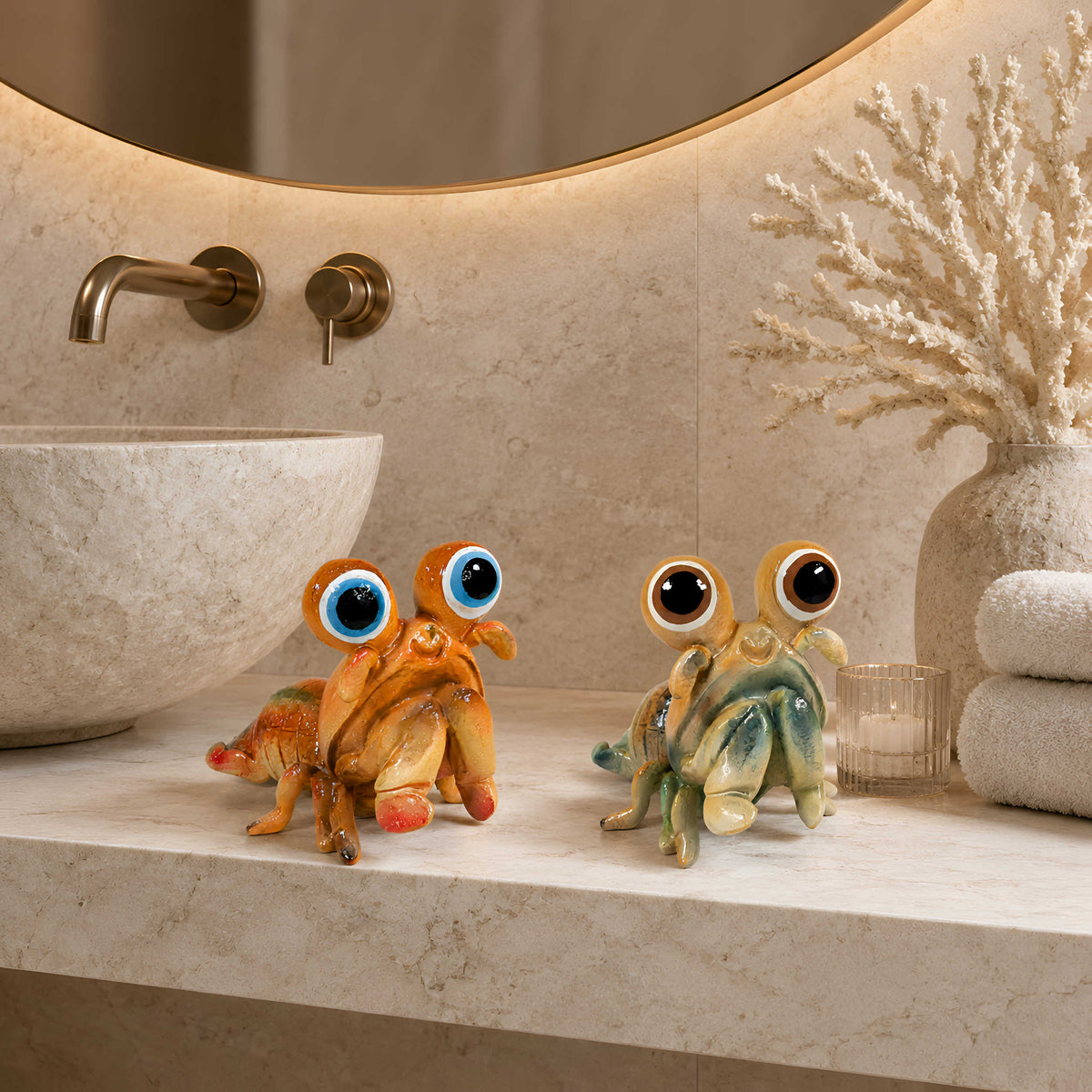 GlossiBande Garnele Figur glänzend Grün & Orange – maritime Deko innen & außen