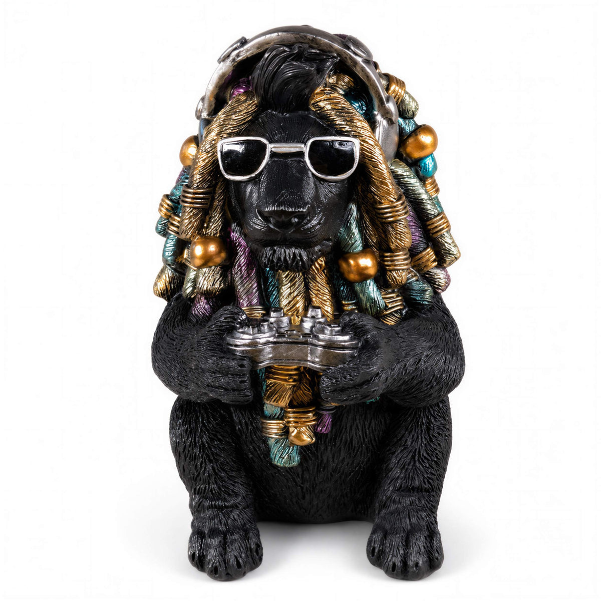 Löwenfigur Urban Royals mit Dreadlocks, Controller & Kopfhörern Löwe Figur