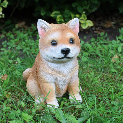 Hunde Figur Shiba Inu sitzend Hund Tierfigur Hundefigur