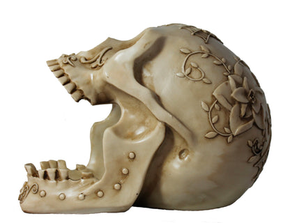 Totenkopf Dekofigur mit offenem Kiefer – mystische Gothic Figur