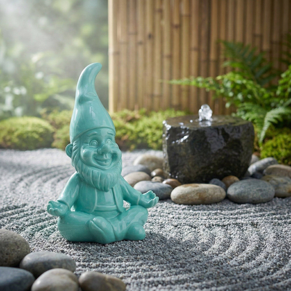 Yoga Gartenzwerg Dekofigur für den Garten – ZenPoser in Pastell, 2 Größen