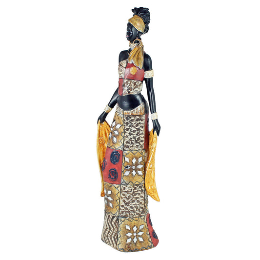 Afrika Deko Figur Frau in einem bunten Kleid mit Tuch Afrikanische Dekofiguren