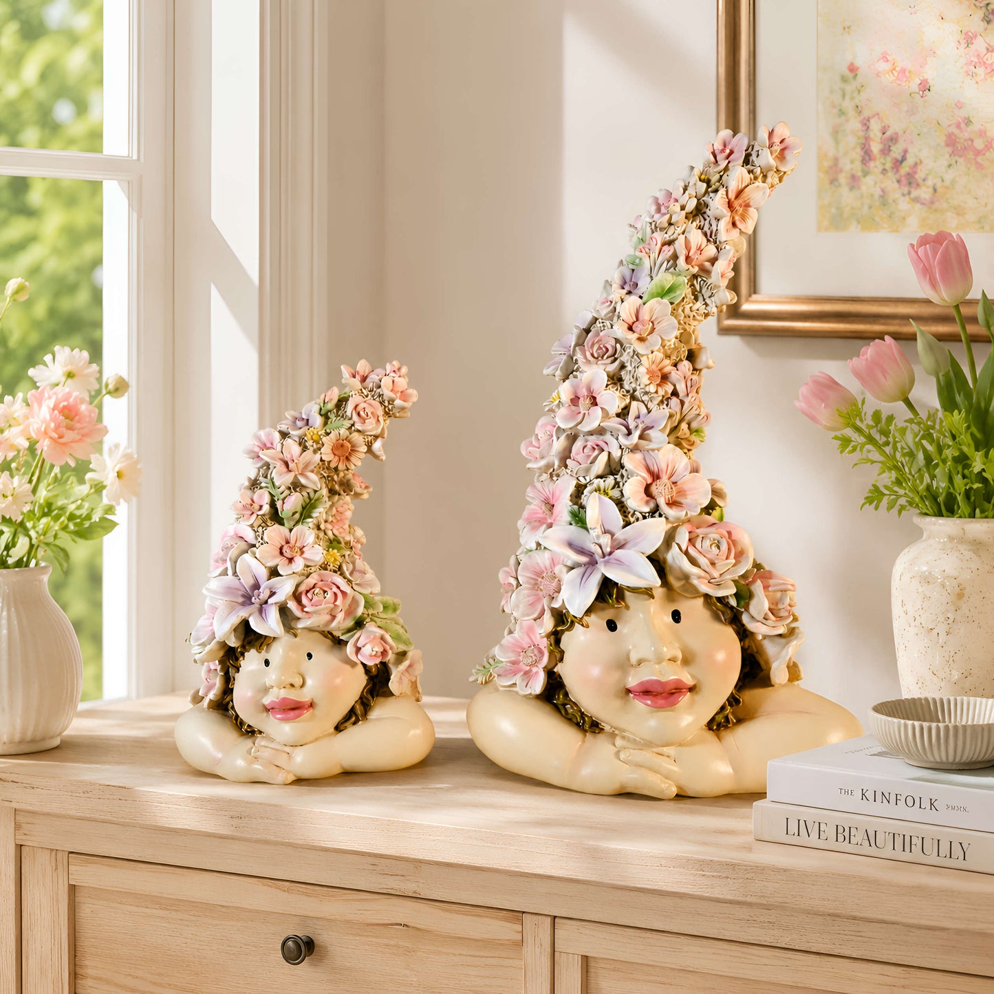 Romantisches Blumenkind – Dekofigur für den Garten in 2 Größen