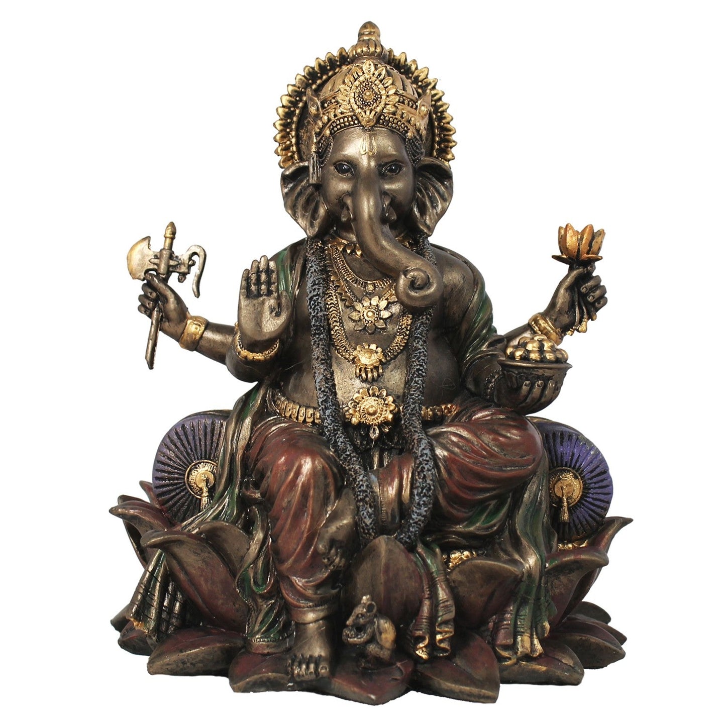 Ganesha Dekofigur in Bronzeoptik – hinduistische Skulptur