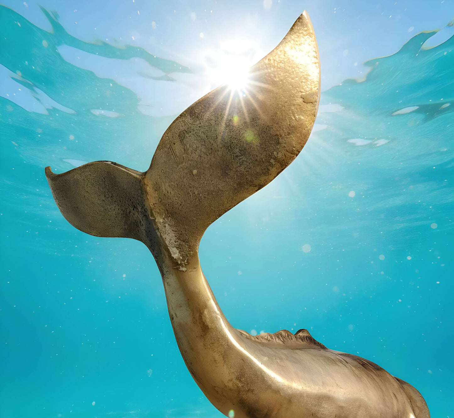 Pottwal Figur Wal Deko in Gold als hochwertige maritime Deko für Wohnzimmer & Büro