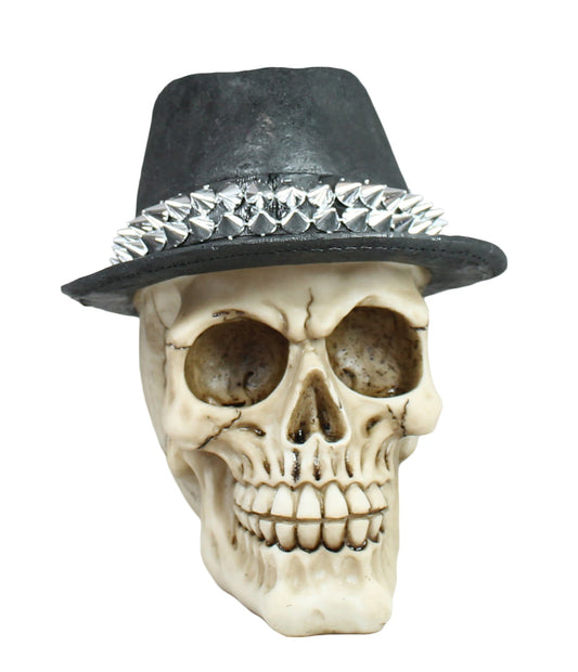 Totenkopf Dekofigur mit Hut & Stacheln – Gothic Fantasy Figur