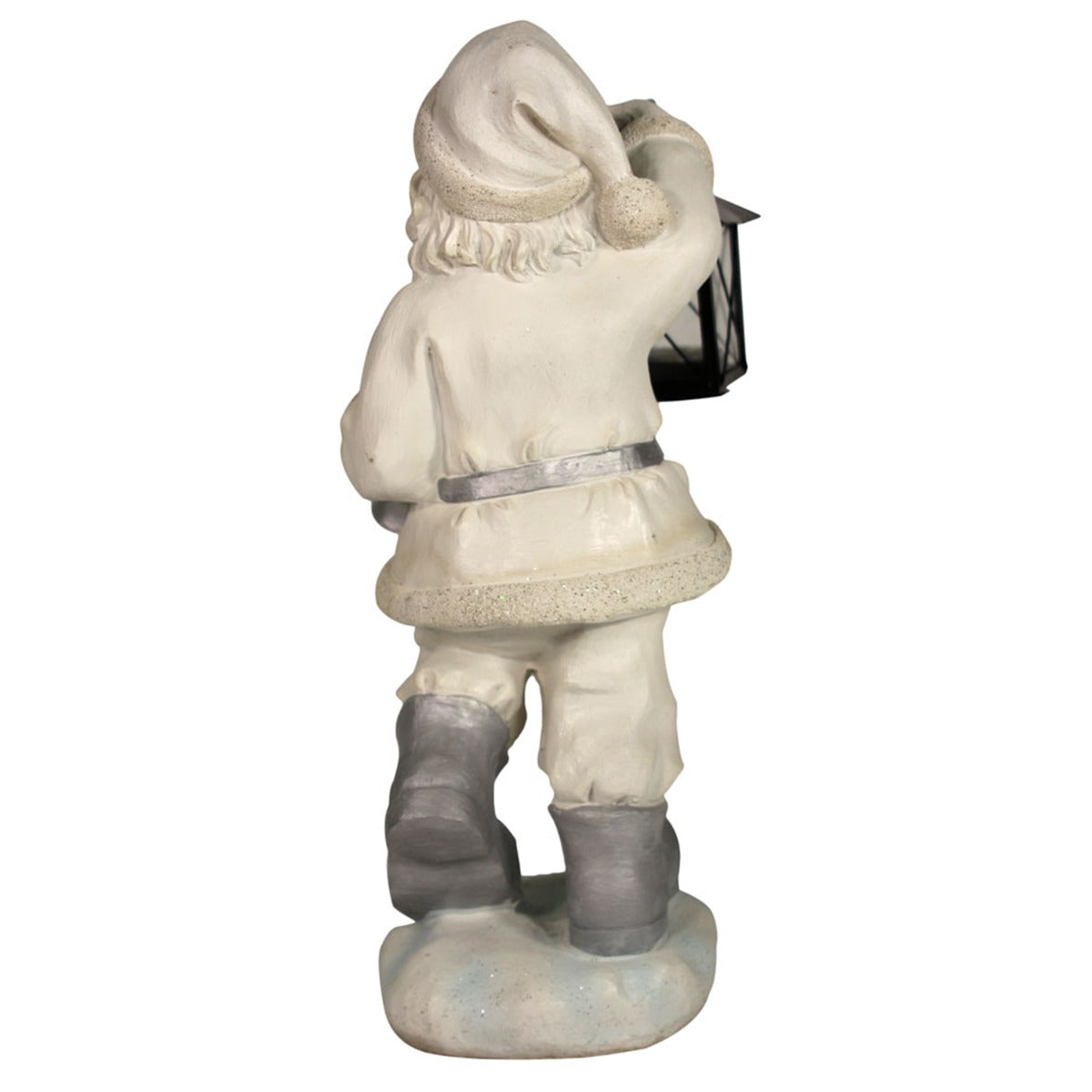 Weihnachtsmann Dekofigur mit Teelichthalter – Weiß & Silber