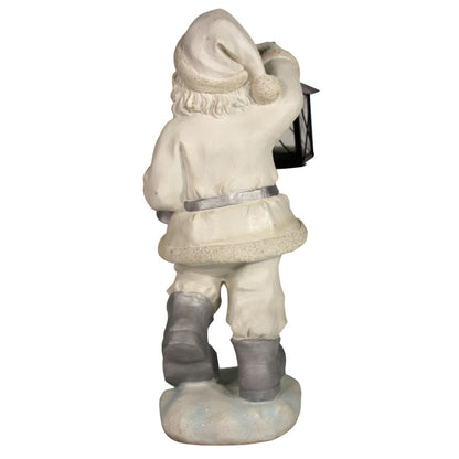 Weihnachtsmann Dekofigur mit Teelichthalter – Weiß & Silber