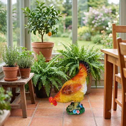Großes Deko Huhn und Henne – lebensechte Gartenfigur, 55 cm