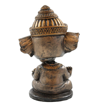 Ganesha Wackelkopf Dekofigur in Bronzeoptik – indische Figur