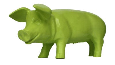 Apple Schwein Dekofigur für den Garten – grünes Ferkel XXL 60 cm