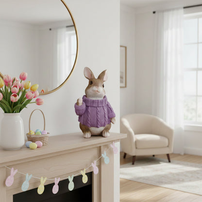 Deko Hase im Pullover als Deko Osterhase - Hasenfigur sitzend für Osterdeko oder Gartenfigur Hase in verschiedenen Farben