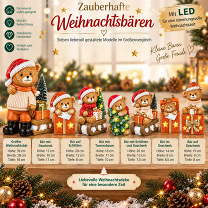 LED Weihnachtsbär Batteriebetriebene Deko Bär Figur für Tisch & Fensterbank