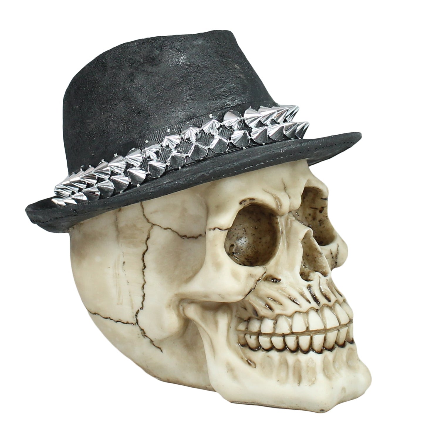 Totenkopf Dekofigur mit Hut & Stacheln – Gothic Fantasy Figur