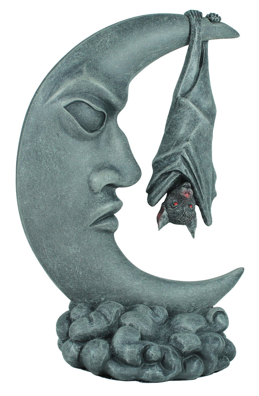 Fledermaus am Mond Dekofigur – mystische Gothic Wandfigur