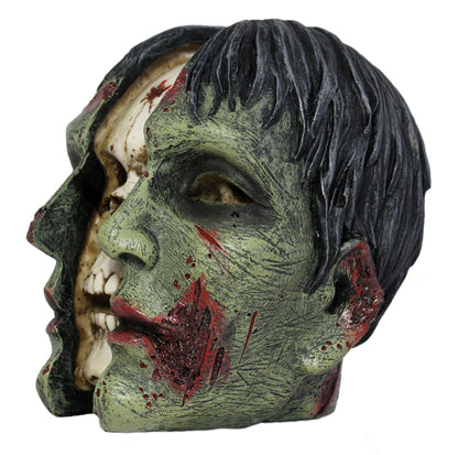 Gespaltener Zombie-Kopf als Dekofigur – Horror Totenkopf für Halloween
