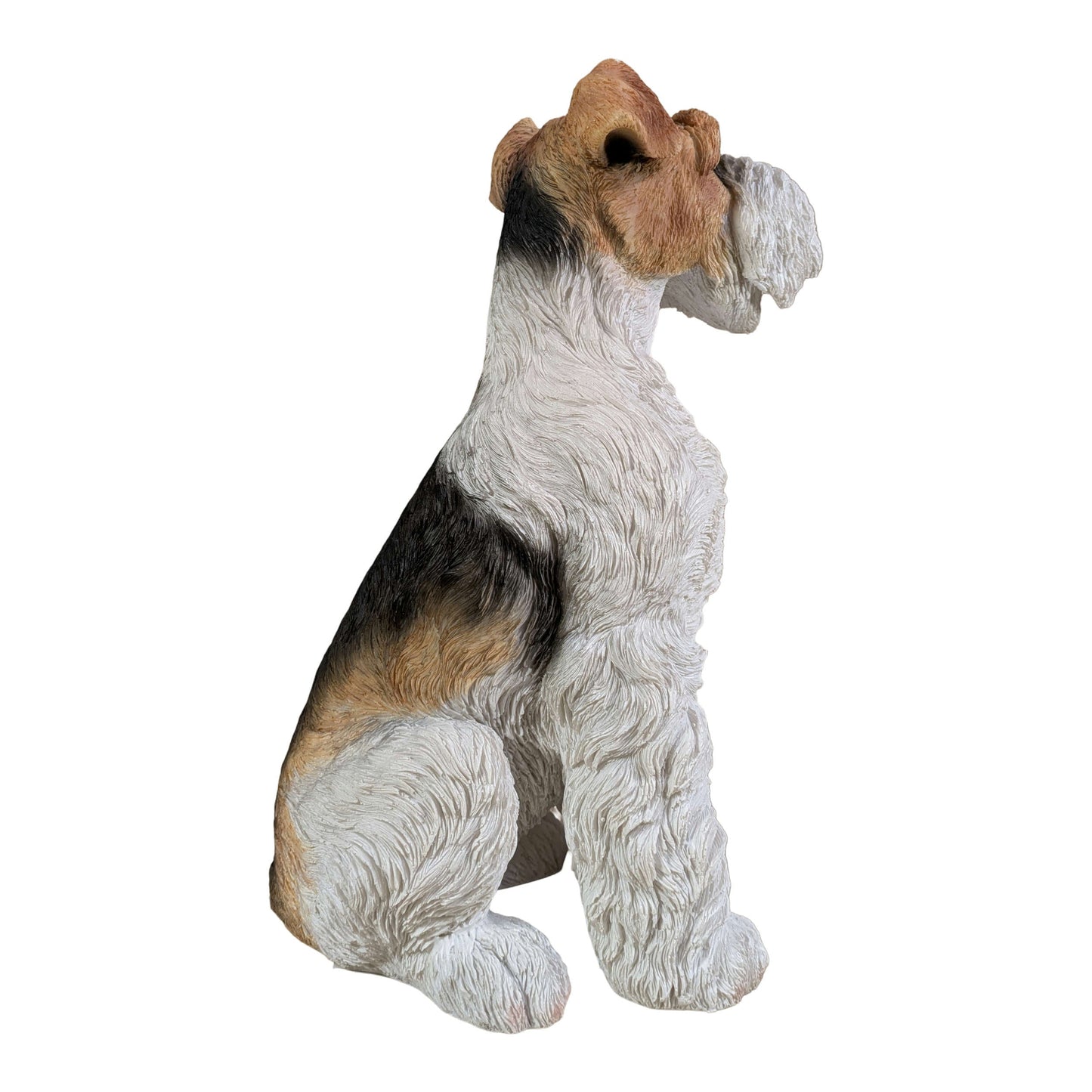 Lebensechte Foxterrier Dekofigur für den Garten – Hundefigur