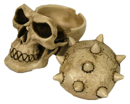 Totenschädel Dekofigur mit Stacheln – Gothic Box & Aschenbecher