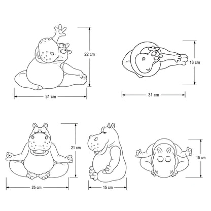 Yoga Nilpferd Dekofigur – glänzende Deko Figur in 2 Posen