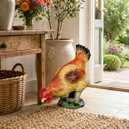 Großes Deko Huhn und Henne – lebensechte Gartenfigur, 55 cm