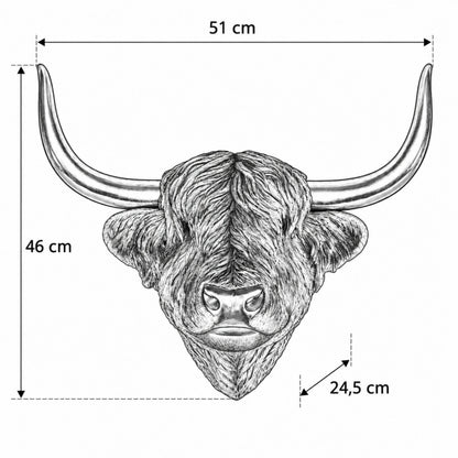 Goldener Highland Cattle Wandkopf – Hochlandrind Tierkopf als Wanddeko für Wohnraum & Flur