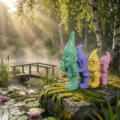 Gartenzwerg Zwergen Polonaise -GartenPoser- Zwerg Deko in Pastell Hochglanz 2 Größen (LinePoser)