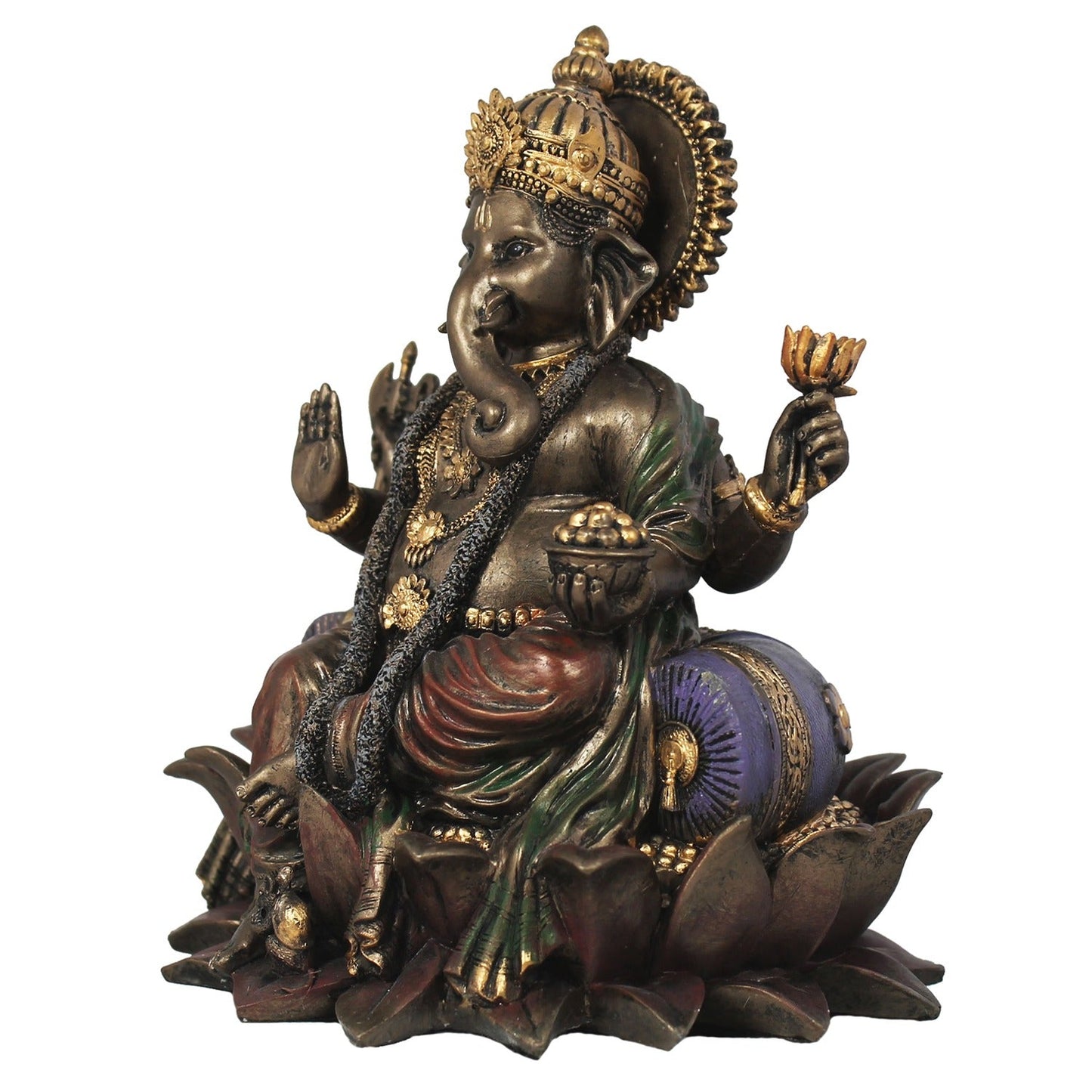 Ganesha Dekofigur in Bronzeoptik – hinduistische Skulptur