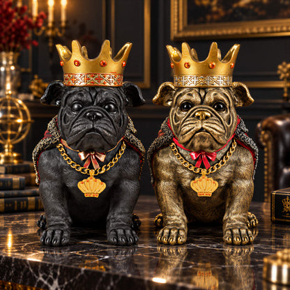 Bulldogge Dekofigur mit Krone – Urban Royals, schwarz oder gold