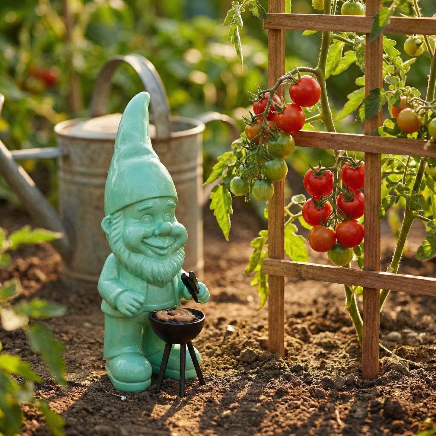 Gartenzwerg am Grill -GartenPoser- Zwerg Deko in Pastell Hochglanz 2 Größen 6 Farben (GrillPoser)