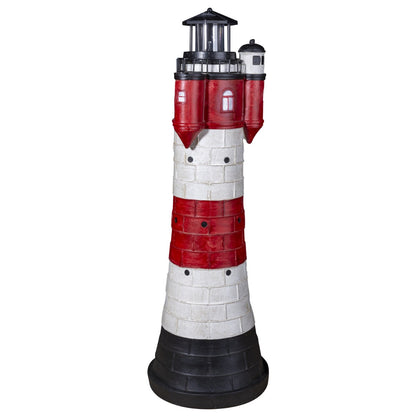 Leuchtturm Roter Sand Solar Leuchtturm 80 cm Maritime Deko LED Beleuchtung blinkend