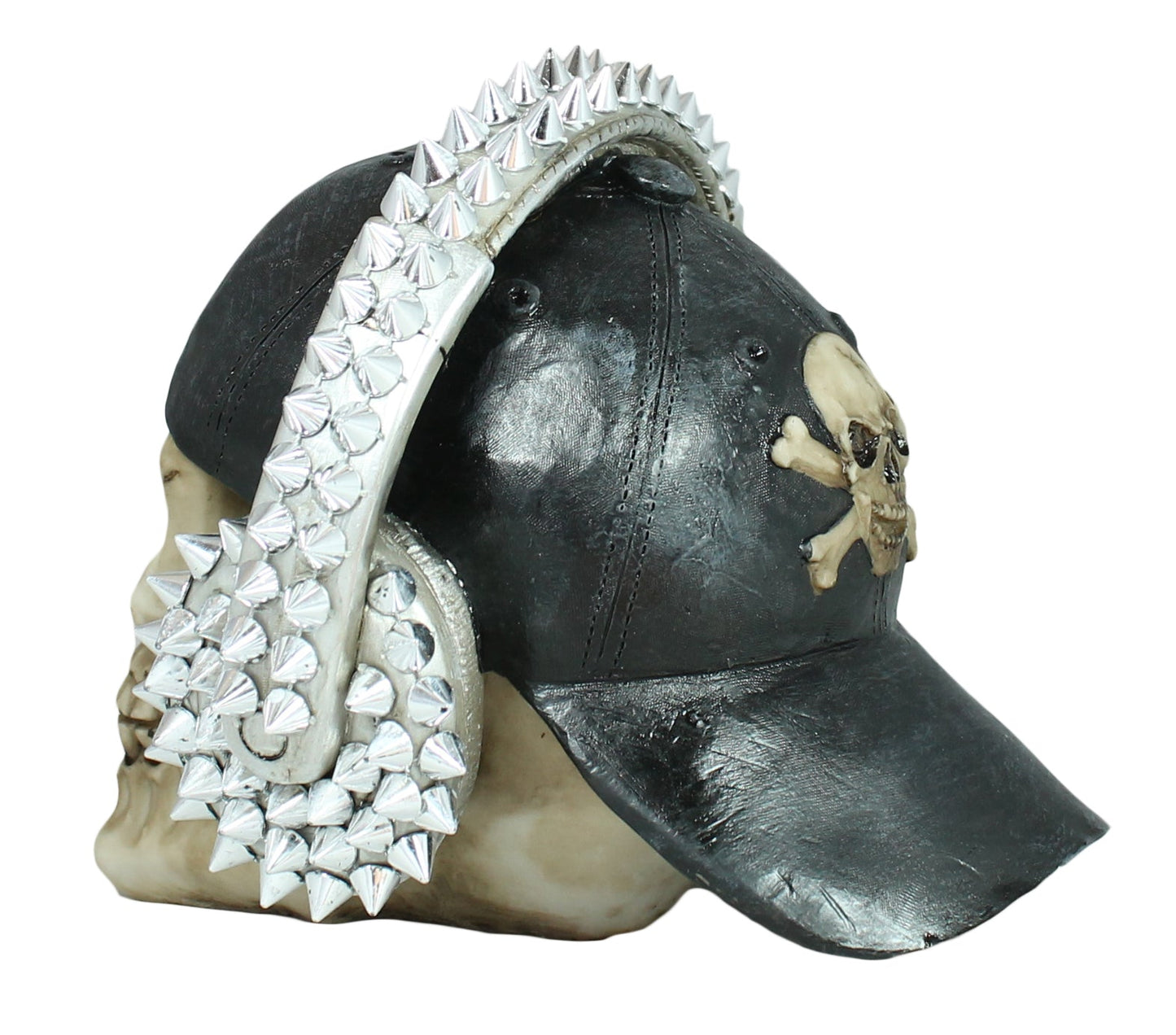 Totenkopf Dekofigur mit Cappy & Kopfhörer – Gothic Schädel