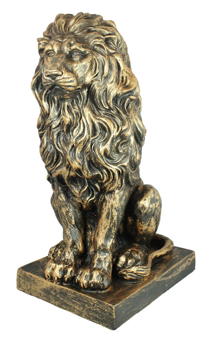 Löwe Figur Gartenfigur Löwe Löwenfigur für den Garten in bronze Optik