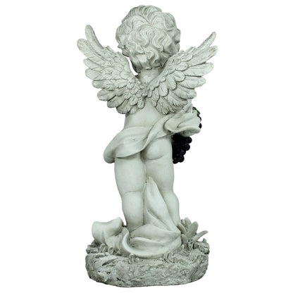 Engel Dekofigur für den Garten & Grab – schwarze Trauben, 45 cm