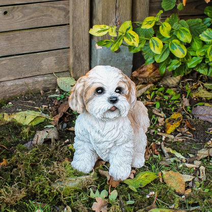 Hunde Figur Shih Tzu Welpe sitzend Hund Tierfigur Hundefigur