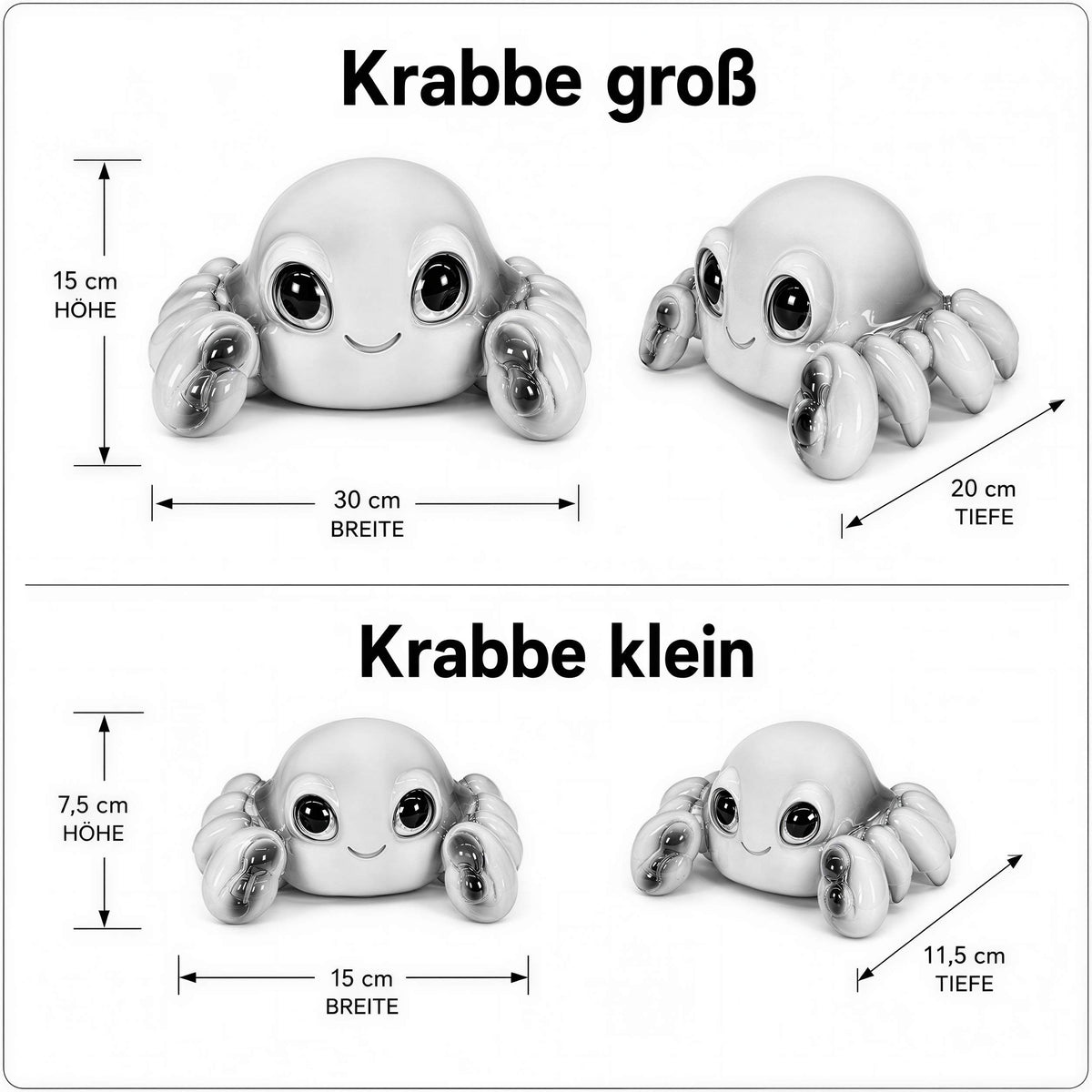 Glänzende Krabbenfigur GlossiBande Krabbe Figur glänzend – Deko in Blau oder Rot, 2 Größen