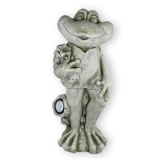 Solar Frosch Dekofigur für den Garten mit Lampe – leuchtende Gartendeko