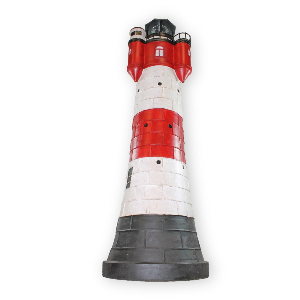 Leuchtturm Roter Sand Solar Leuchtturm 80 cm Maritime Deko LED Beleuchtung drehend