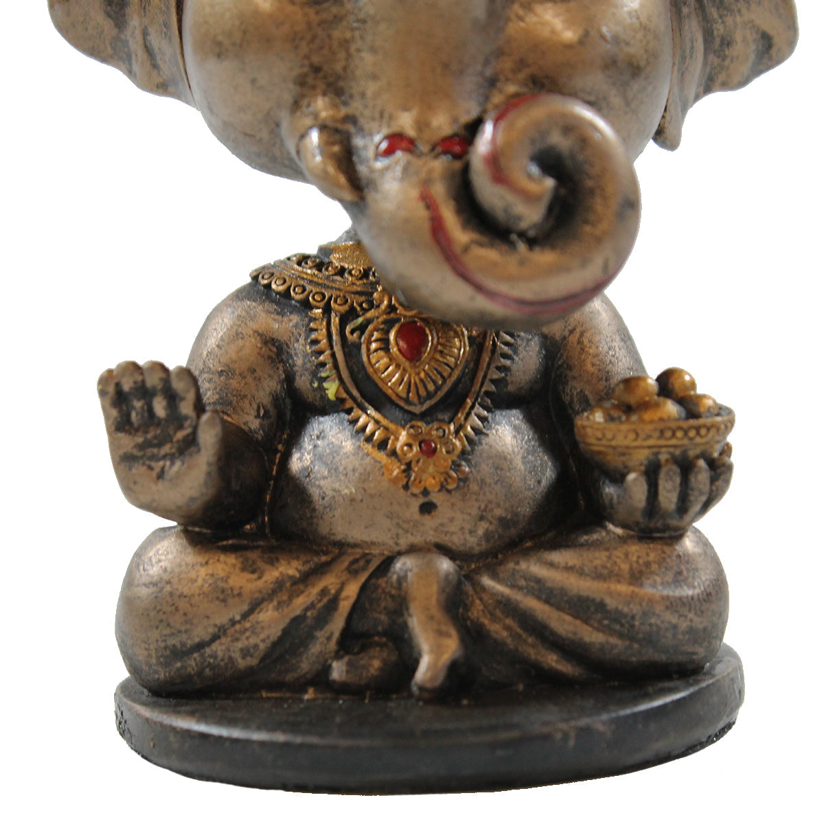 Ganesha Wackelkopf Dekofigur in Bronzeoptik – indische Figur